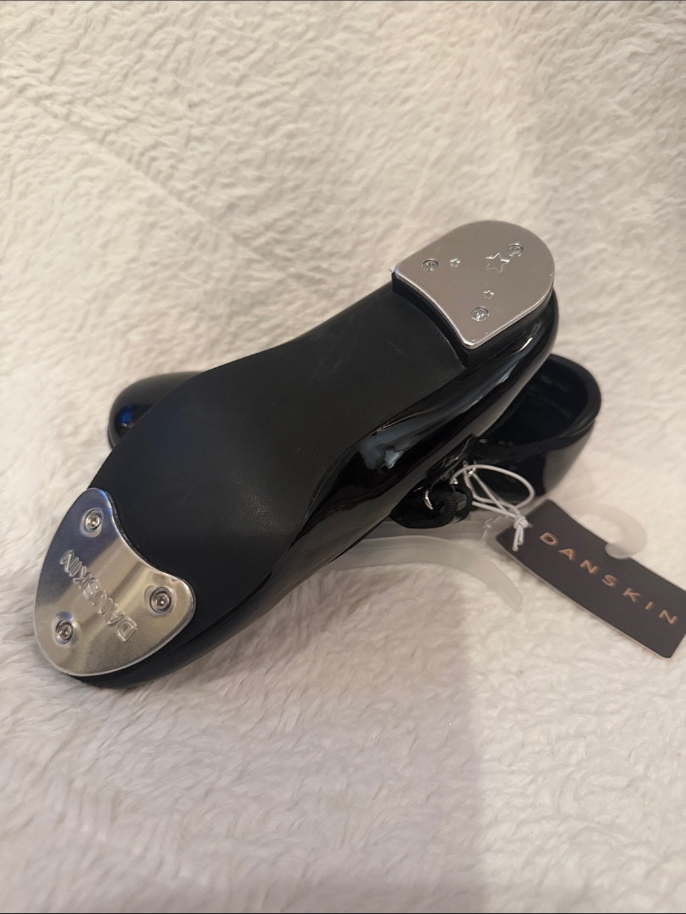 Tap Shoes Danskin Black Patent with Velcro Strap